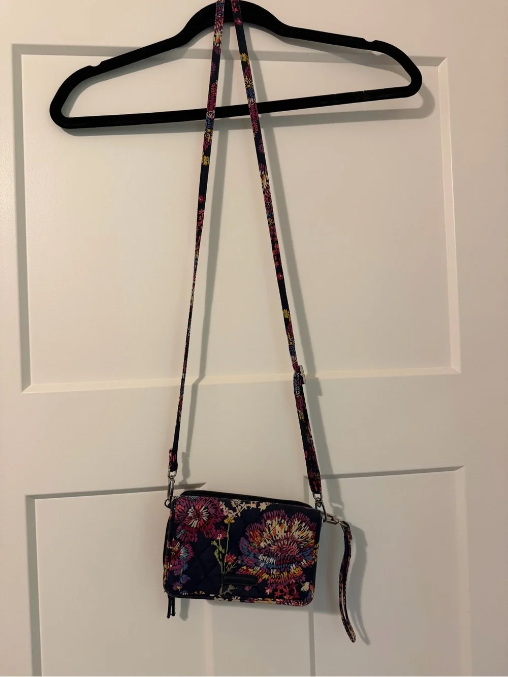 Vera Bradley Navy Floral Quilted Crossbody Wallet